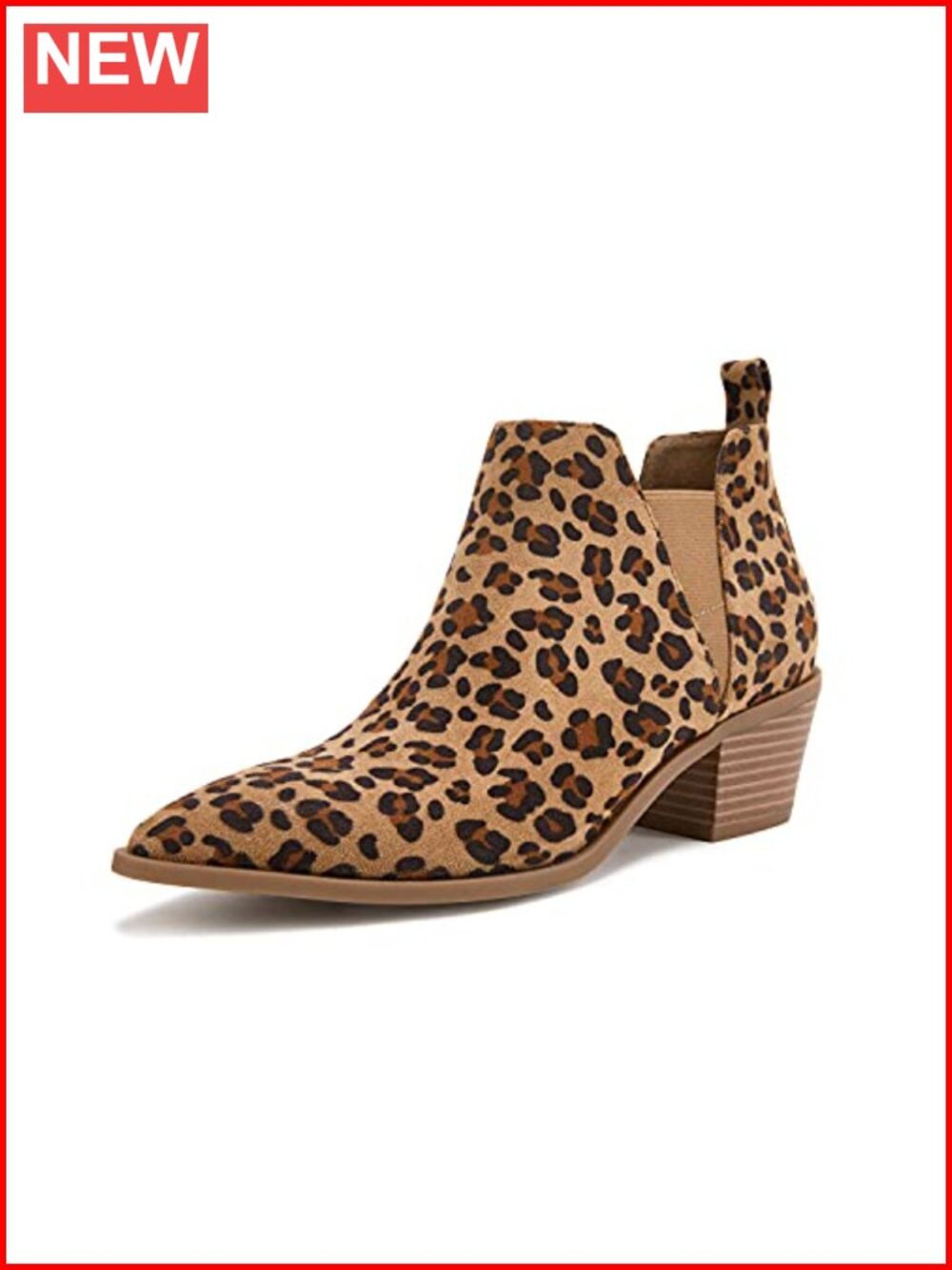 Faux Suede Pointed Toe Ankle Booties Stacked Chunky Heel Slip On Women